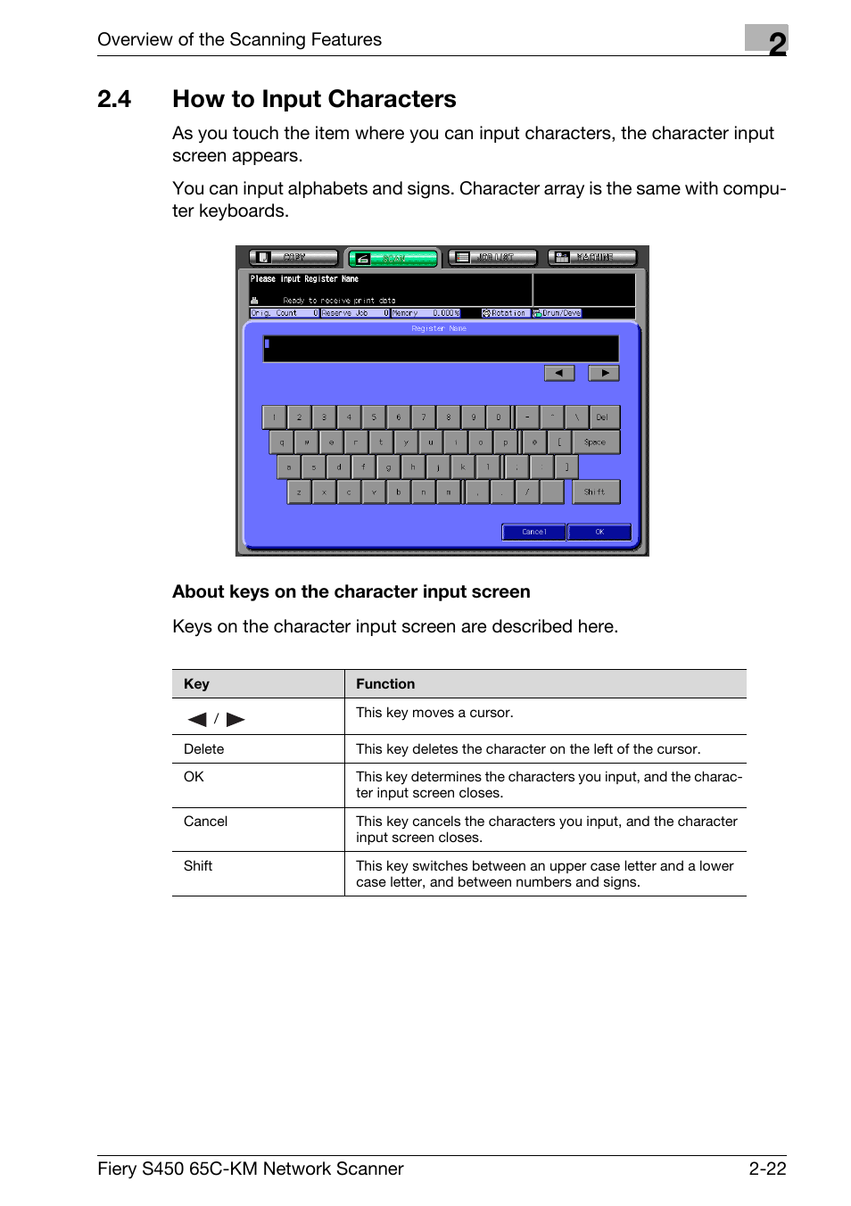 4 how to input characters, How to input characters -22 | Konica Minolta bizhub PRO C6500P User Manual | Page 33 / 101