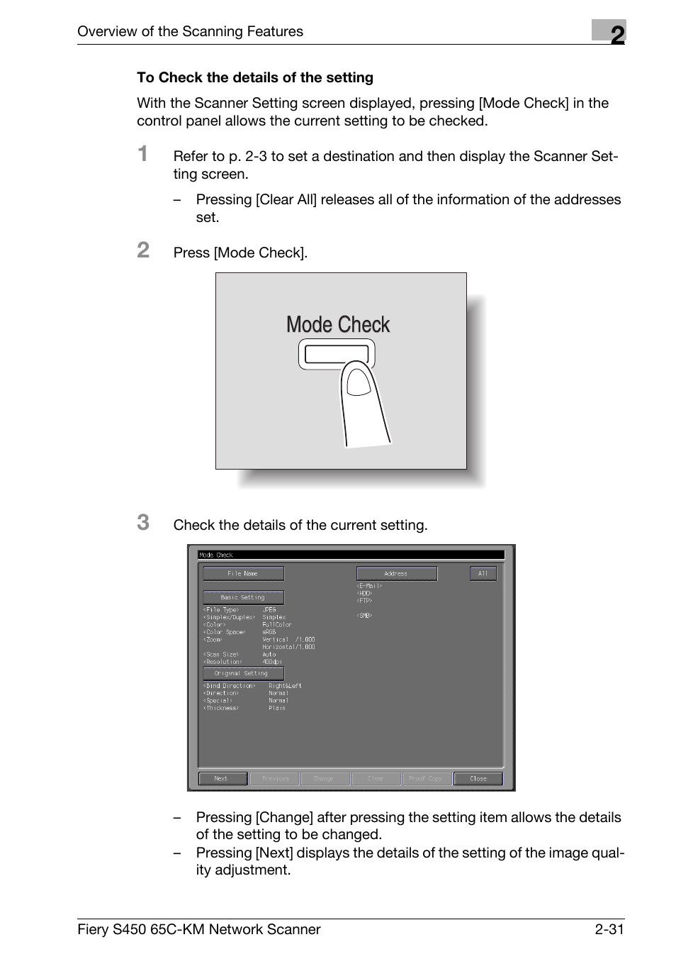 Mode check | Konica Minolta bizhub PRO C6500P User Manual | Page 42 / 101