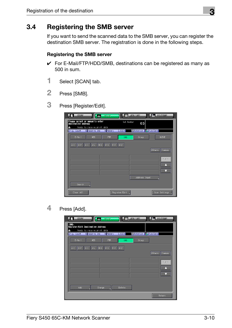 4 registering the smb server, Registering the smb server -10 | Konica Minolta bizhub PRO C6500P User Manual | Page 54 / 101