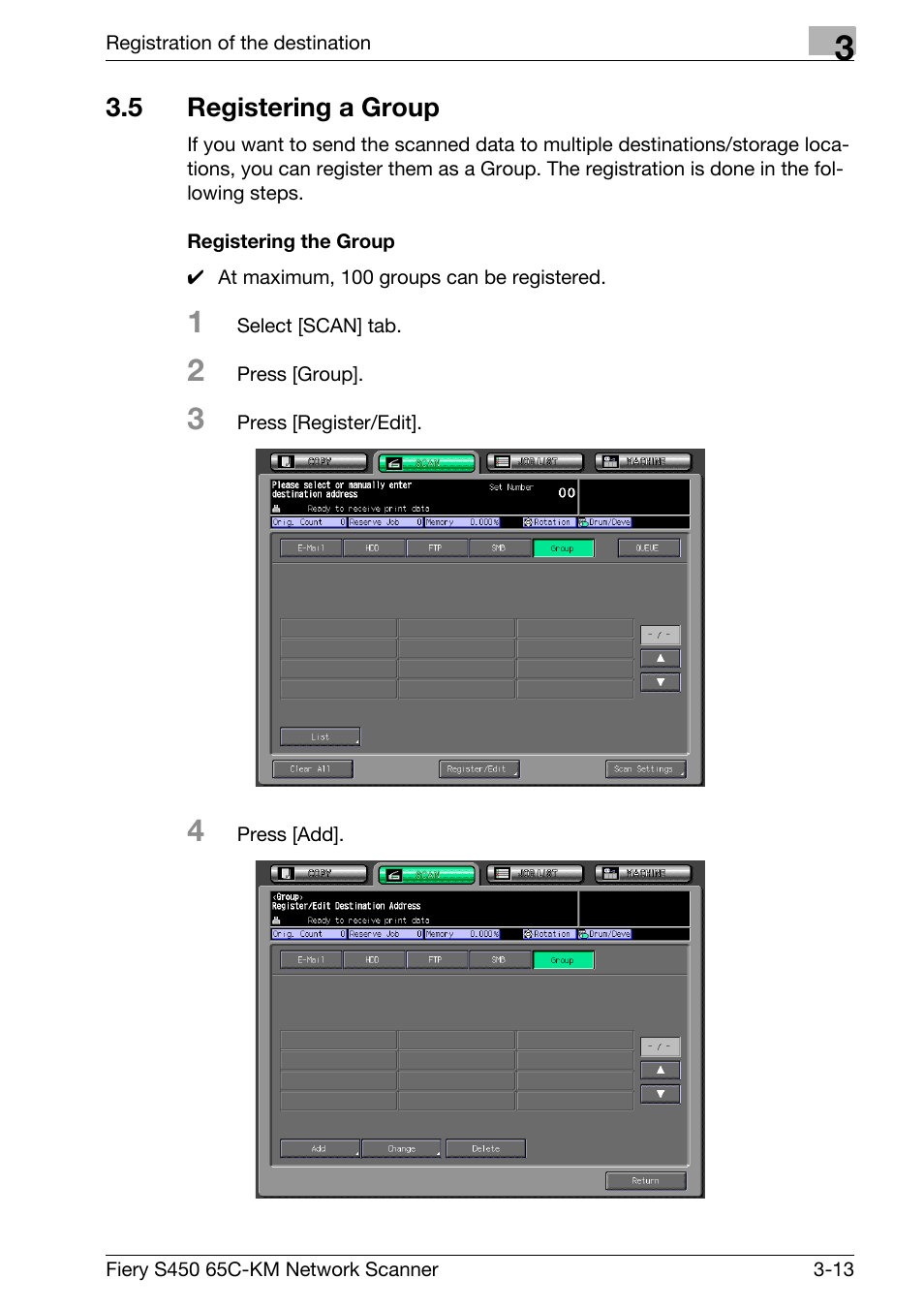 5 registering a group, Registering a group -13 | Konica Minolta bizhub PRO C6500P User Manual | Page 57 / 101