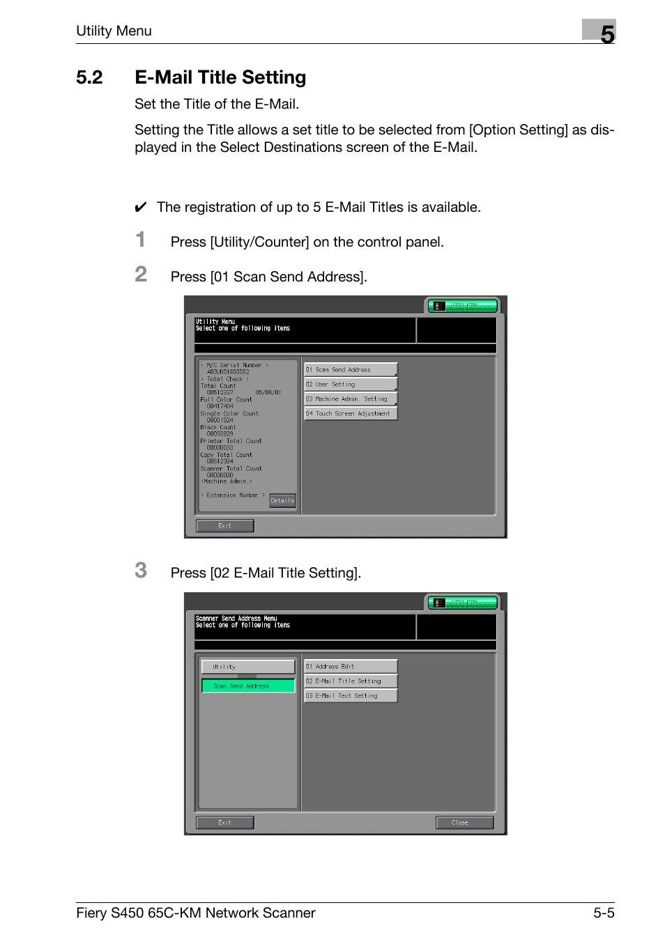 2 e-mail title setting, E-mail title setting -5 | Konica Minolta bizhub PRO C6500P User Manual | Page 84 / 101