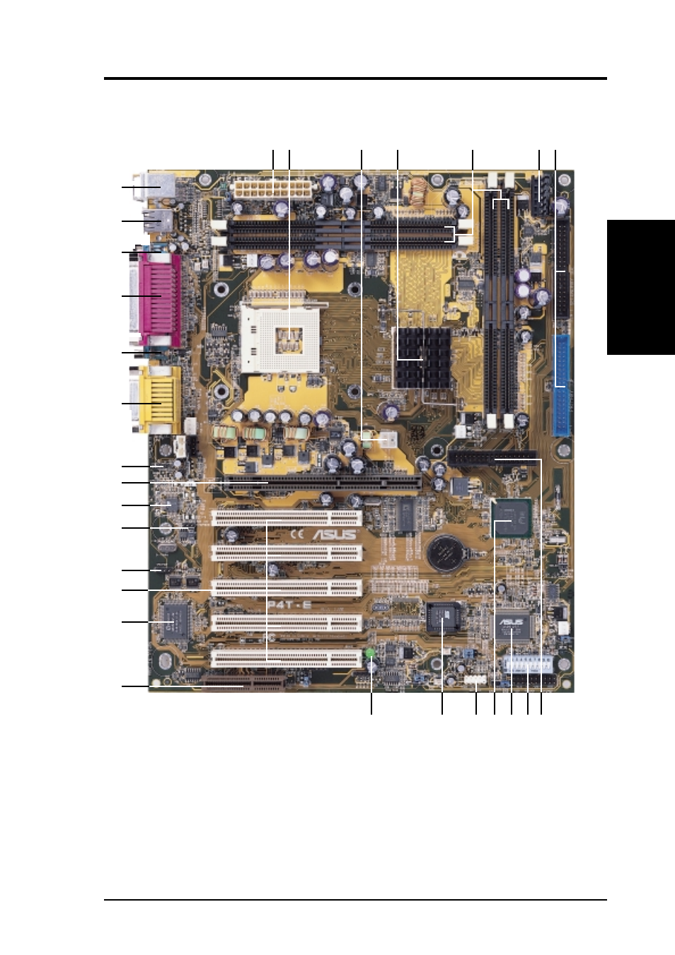 Features, 1 component locations | Asus P4T-E User Manual | Page 13 / 96