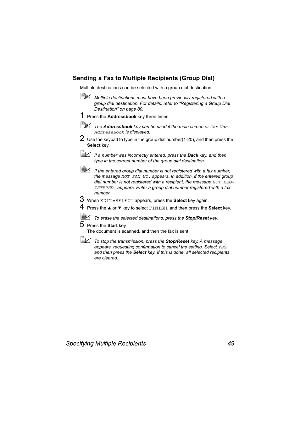 Sending a fax to multiple recipients (group dial) | Konica Minolta bizhub C20X User Manual | Page 55 / 110