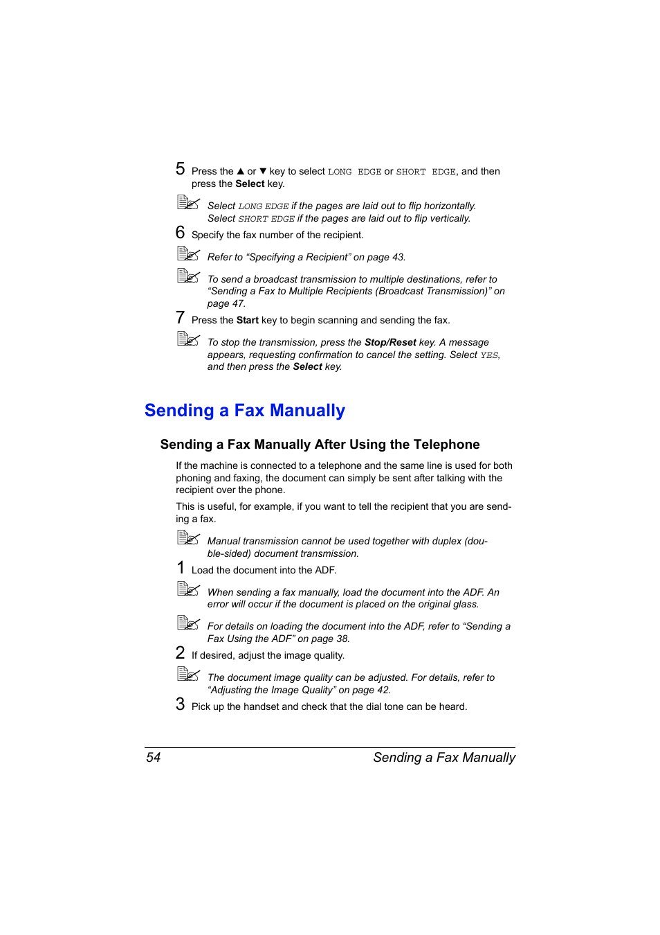 Sending a fax manually, Sending a fax manually after using the telephone, Sending a fax manually 54 | Konica Minolta bizhub C20X User Manual | Page 60 / 110