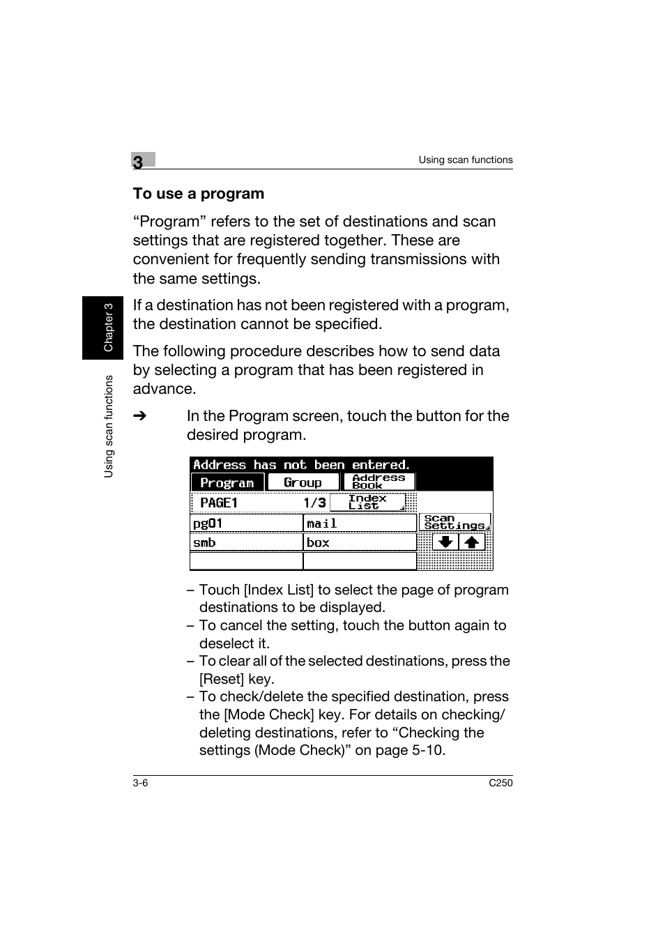 To use a program, To use a program -6 | Konica Minolta bizhub C250 User Manual | Page 93 / 162