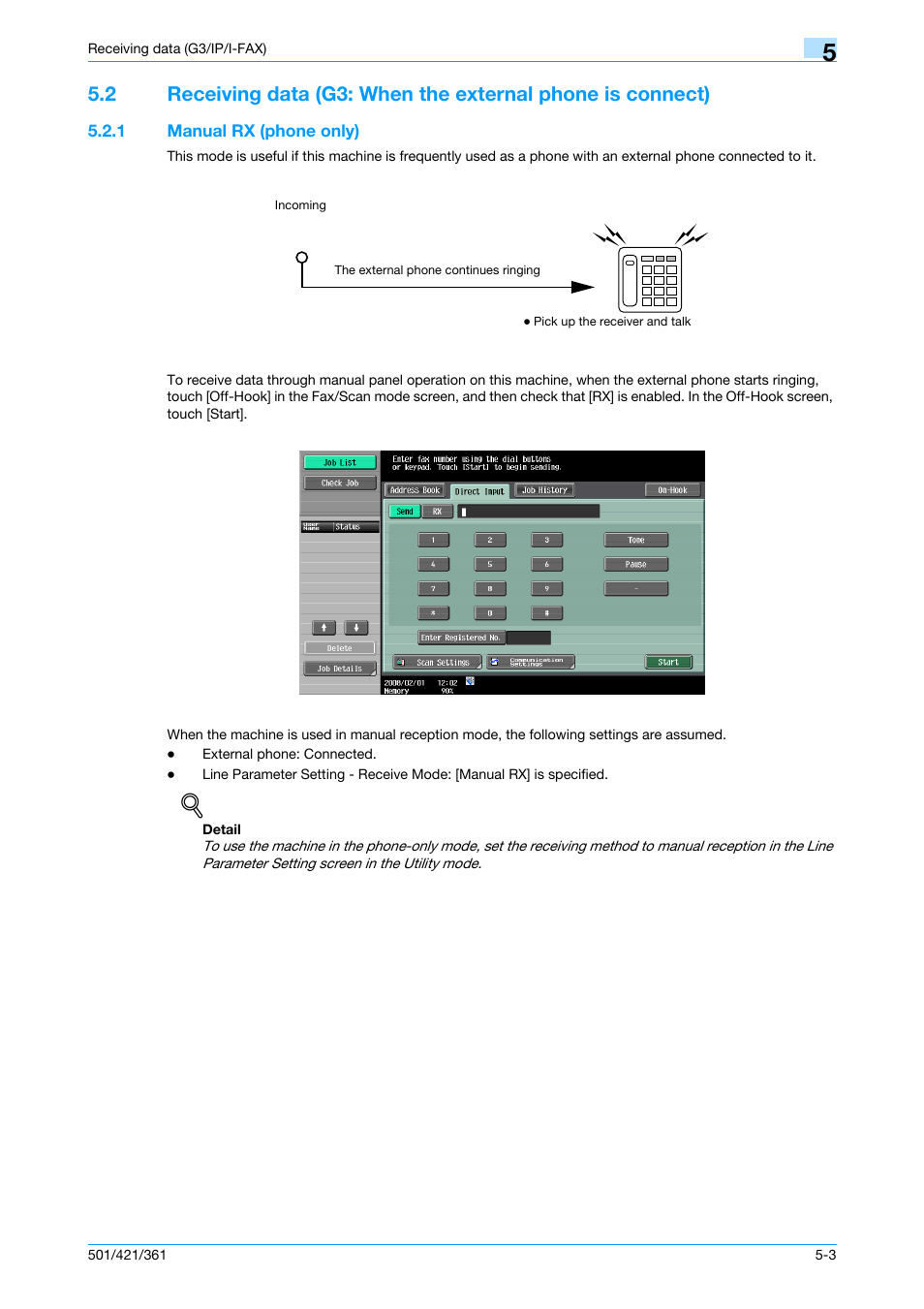 1 manual rx (phone only), Manual rx (phone only) -3 | Konica Minolta bizhub 421 User Manual | Page 127 / 321