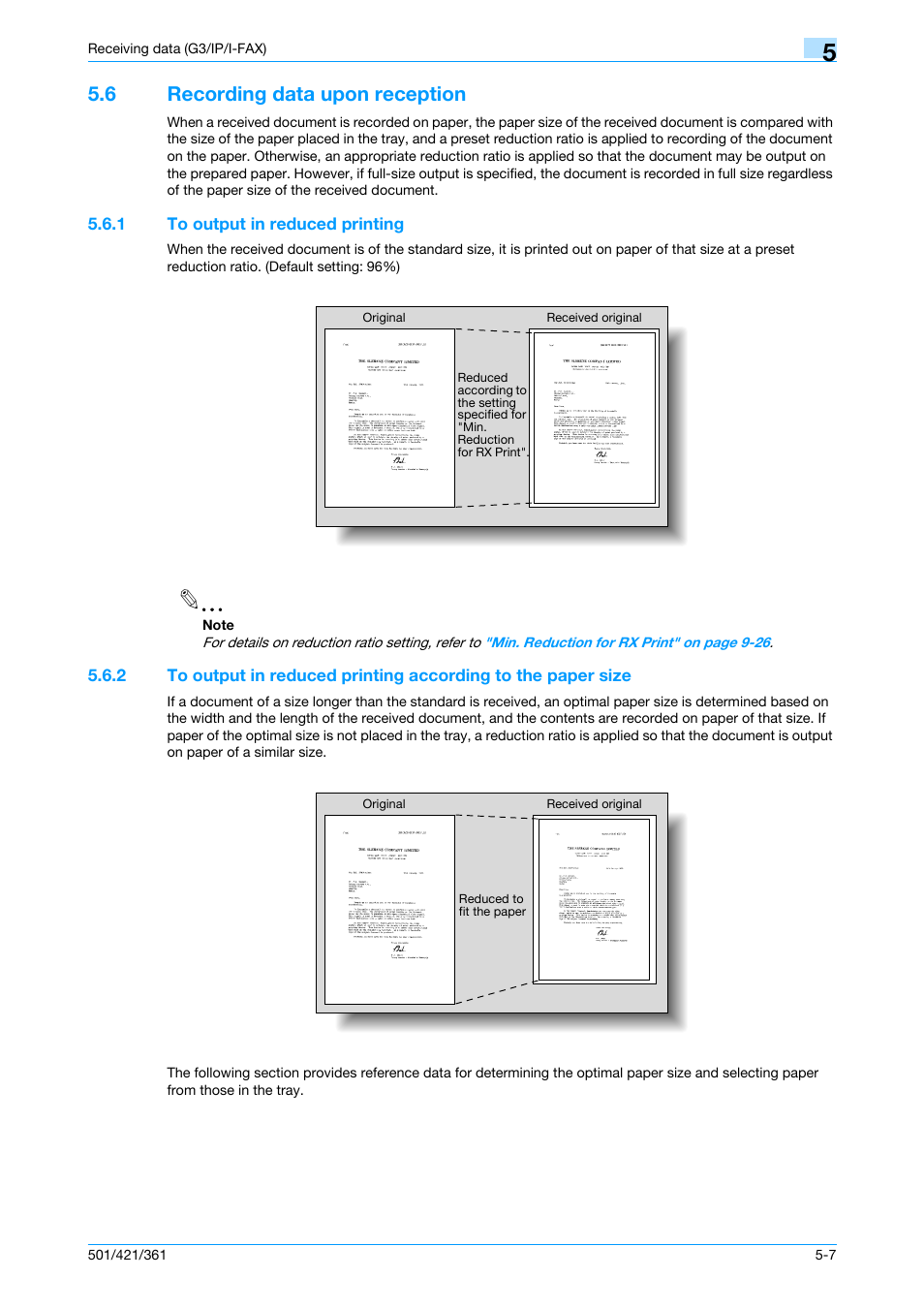 6 recording data upon reception, 1 to output in reduced printing, Recording data upon reception -7 | To output in reduced printing -7 | Konica Minolta bizhub 421 User Manual | Page 131 / 321