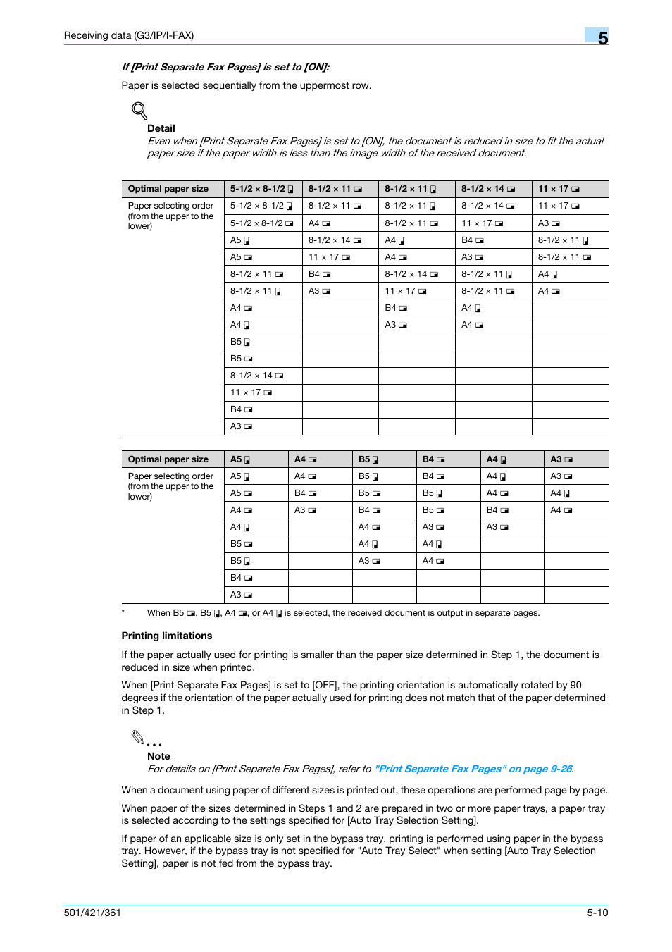 Printing limitations, Printing limitations -10 | Konica Minolta bizhub 421 User Manual | Page 134 / 321