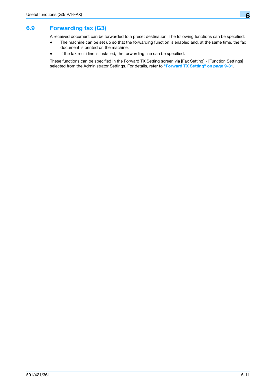 9 forwarding fax (g3), Forwarding fax (g3) -11 | Konica Minolta bizhub 421 User Manual | Page 148 / 321