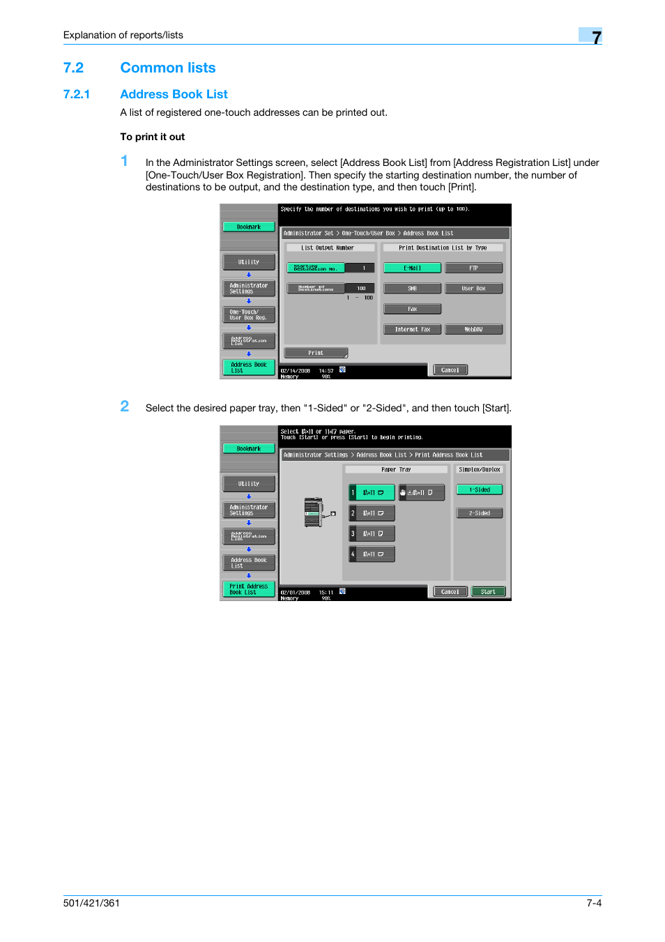 2 common lists, 1 address book list, To print it out | Common lists -4, Address book list -4 to print it out -4 | Konica Minolta bizhub 421 User Manual | Page 152 / 321