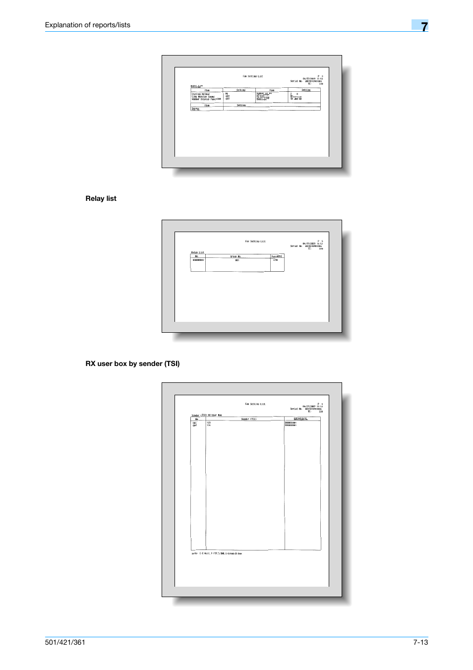 Relay list, Rx user box by sender (tsi), Relay list -13 rx user box by sender (tsi) -13 | Konica Minolta bizhub 421 User Manual | Page 161 / 321