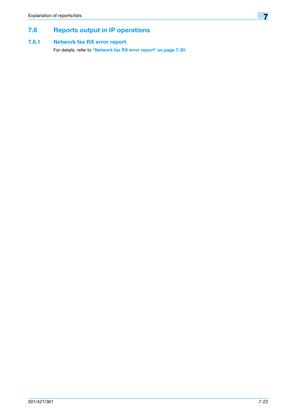 6 reports output in ip operations, 1 network fax rx error report, Reports output in ip operations -23 | Network fax rx error report -23 | Konica Minolta bizhub 421 User Manual | Page 171 / 321
