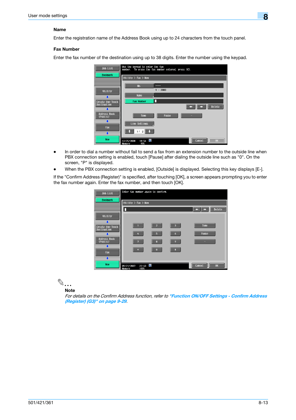 Name, Fax number, Name -13 fax number -13 | Konica Minolta bizhub 421 User Manual | Page 184 / 321