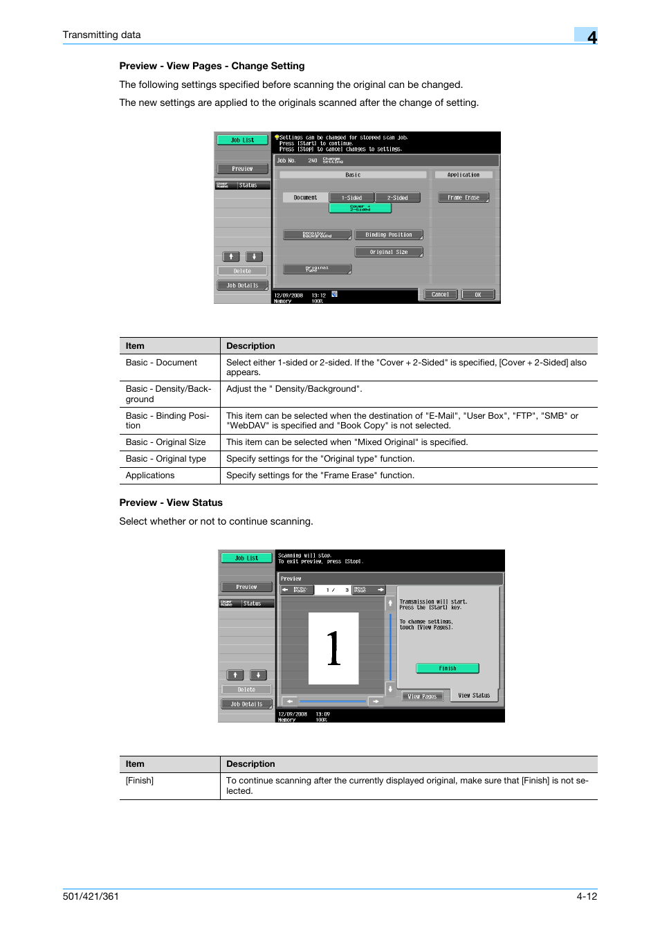 Preview - view status | Konica Minolta bizhub 421 User Manual | Page 65 / 321