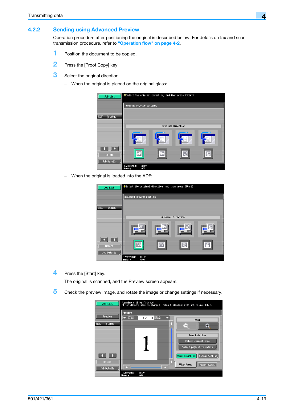 2 sending using advanced preview, Sending using advanced preview -13 | Konica Minolta bizhub 421 User Manual | Page 66 / 321