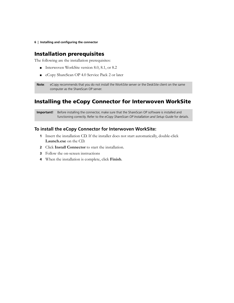 Installation prerequisites | Konica Minolta eCopy User Manual | Page 10 / 30