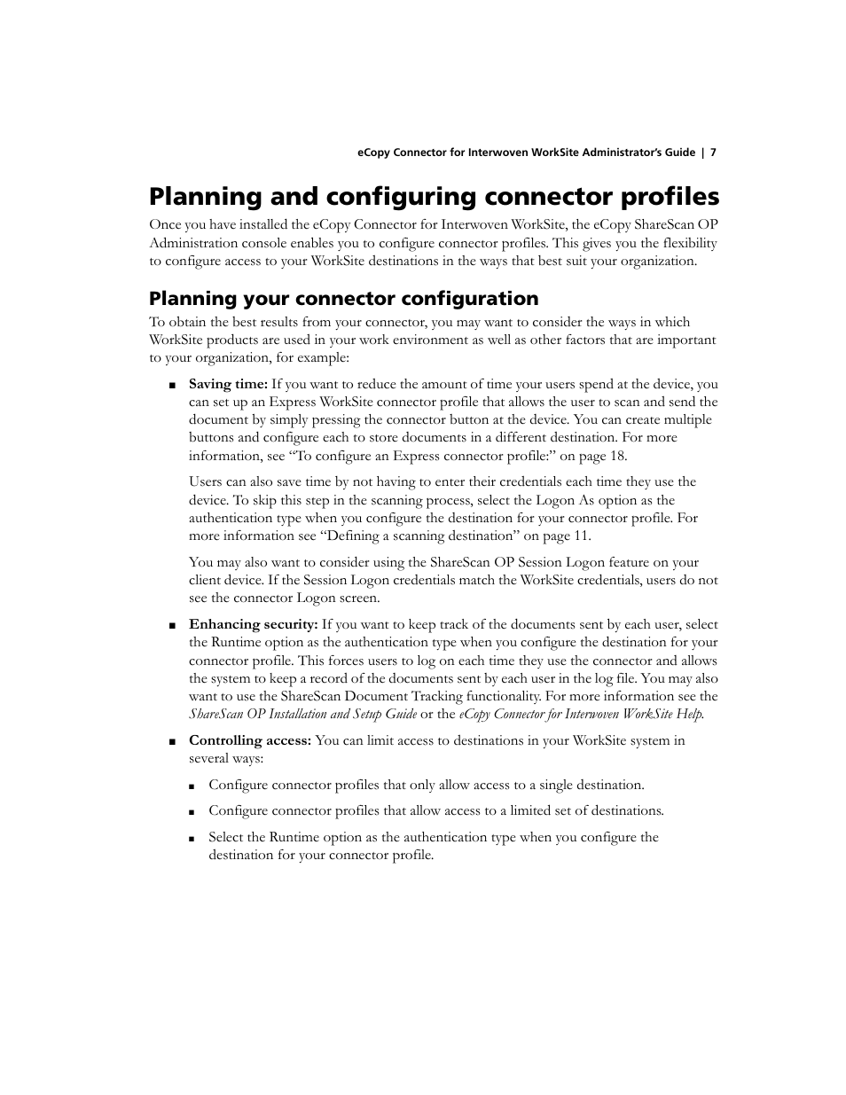 Planning and configuring connector profiles, Planning your connector configuration | Konica Minolta eCopy User Manual | Page 11 / 30