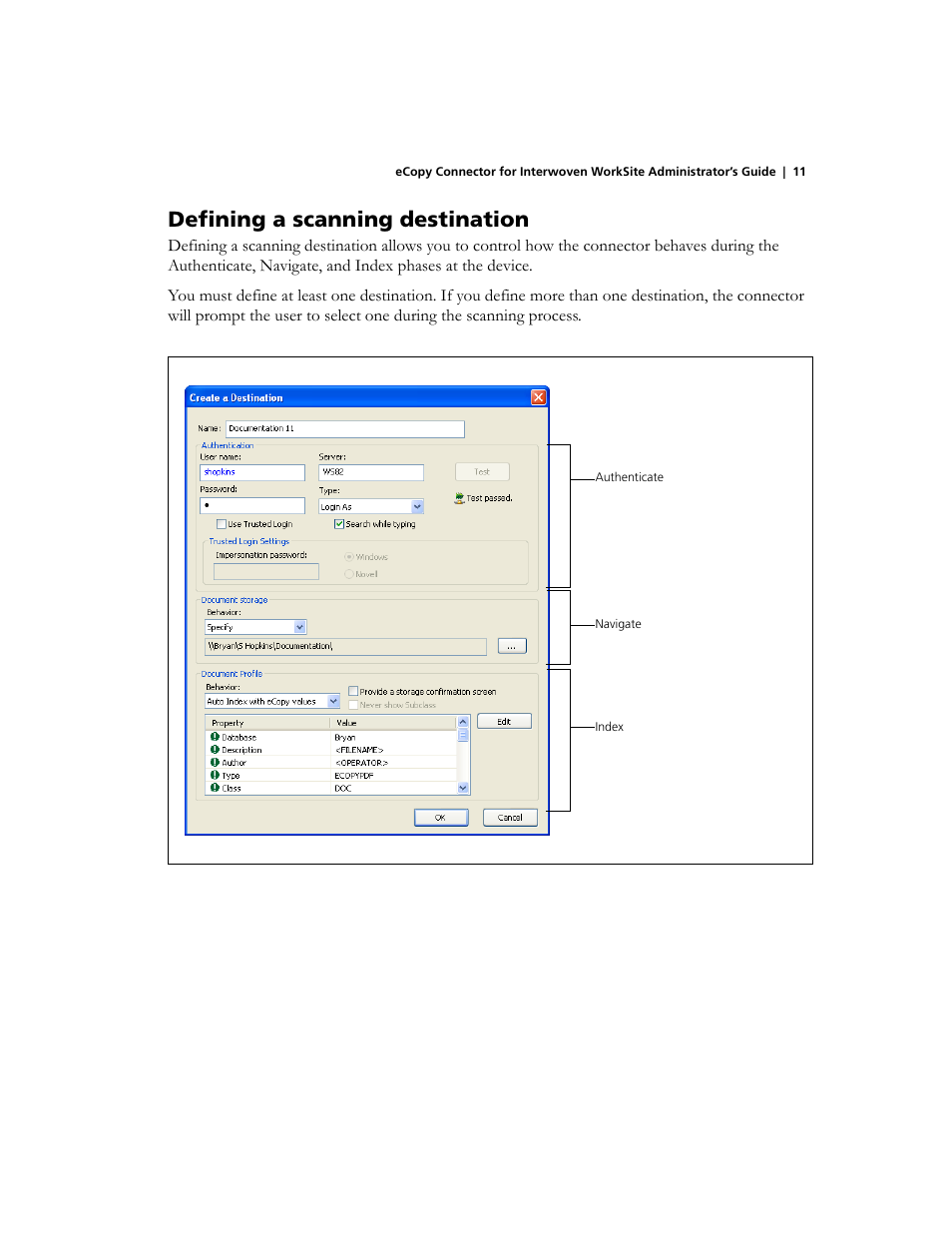 Defining a scanning destination | Konica Minolta eCopy User Manual | Page 15 / 30