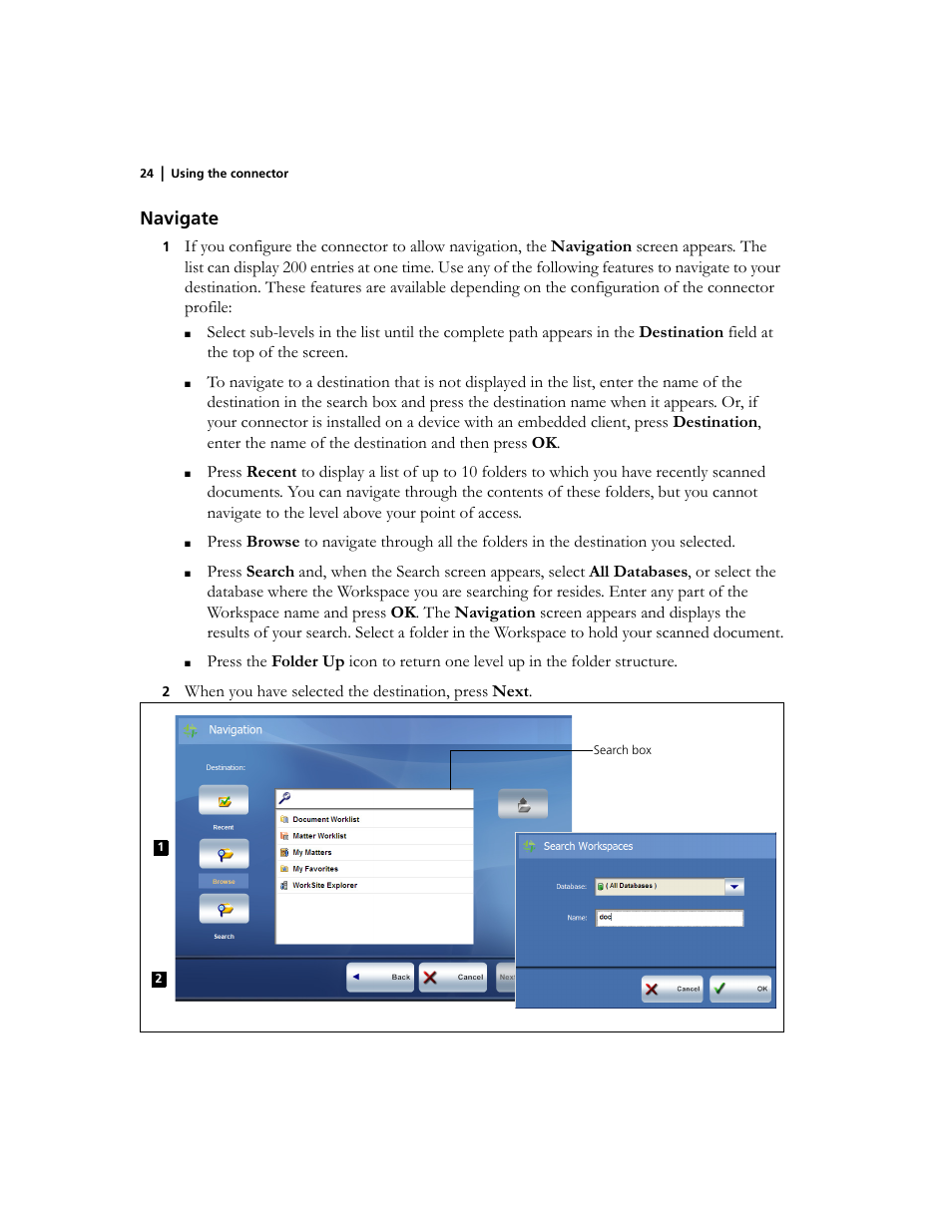 Navigate, When you have selected the destination, press next | Konica Minolta eCopy User Manual | Page 28 / 30