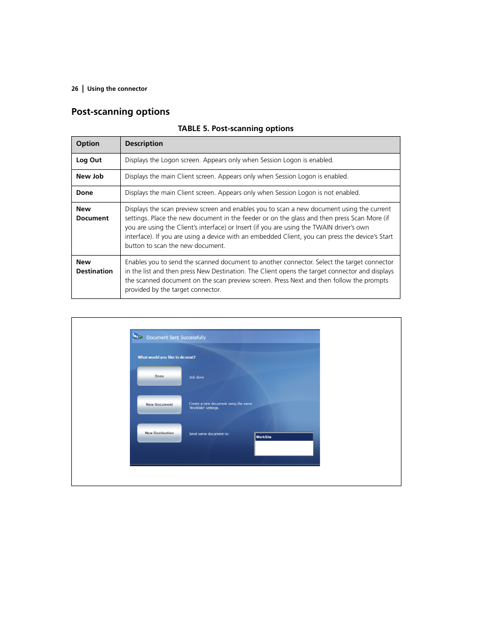 Table 5. post-scanning options, Post-scanning options | Konica Minolta eCopy User Manual | Page 30 / 30