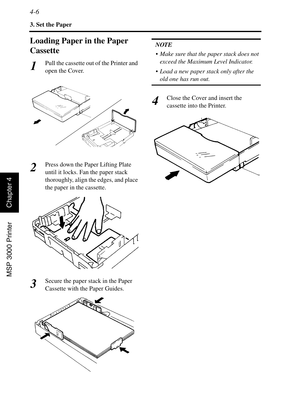 Loading paper in the paper cassette, Loading paper in the paper cassette -6 | Konica Minolta MSP3500 User Manual | Page 100 / 136