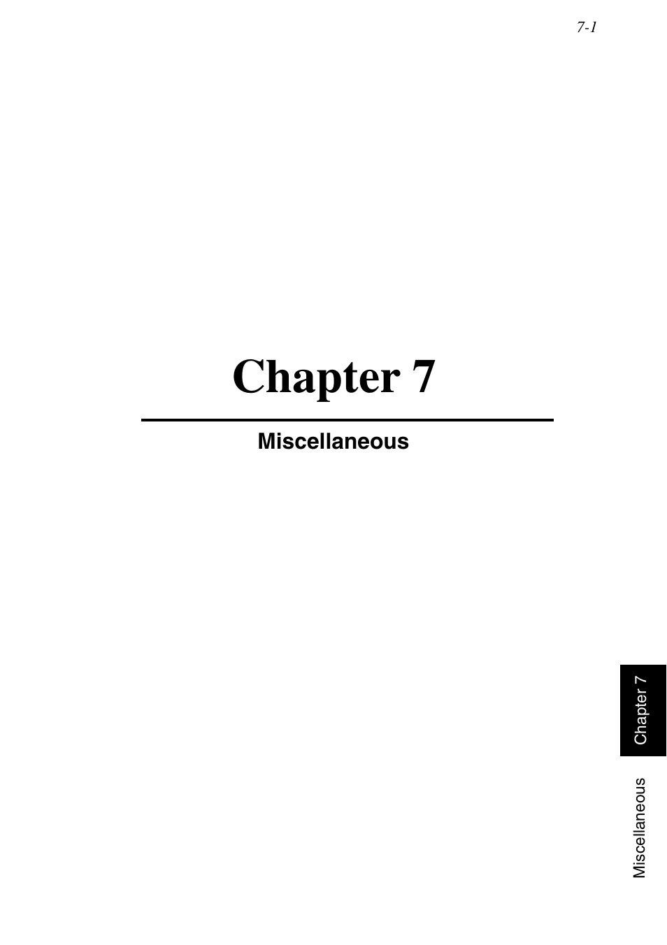 Miscellaneous, Chapter 7, Miscellaneous -1 | Konica Minolta MSP3500 User Manual | Page 119 / 136
