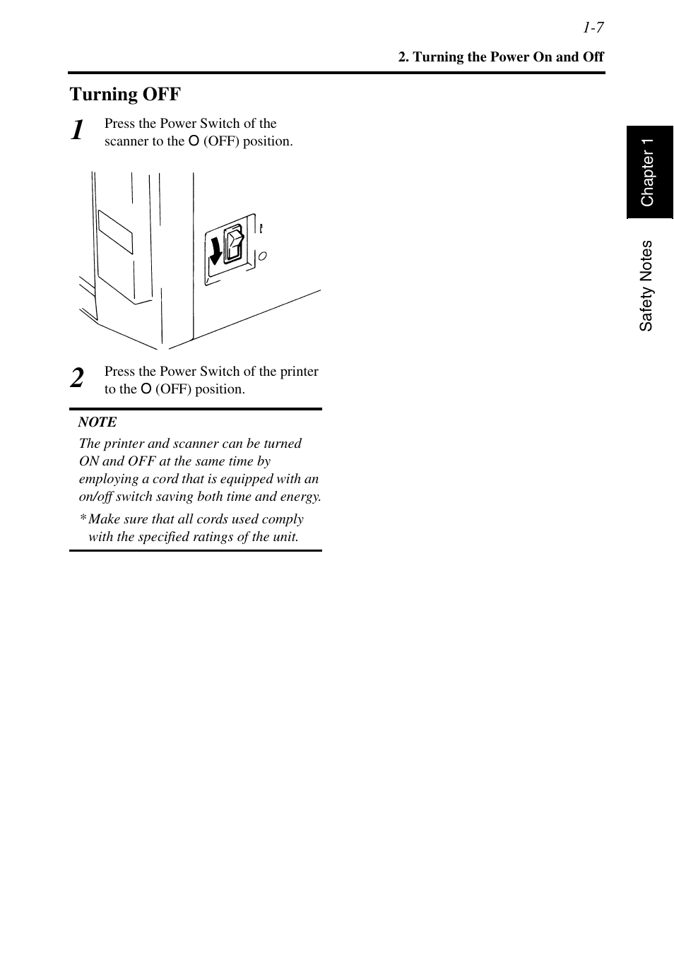Turning off, Turning off -7 | Konica Minolta MSP3500 User Manual | Page 31 / 136