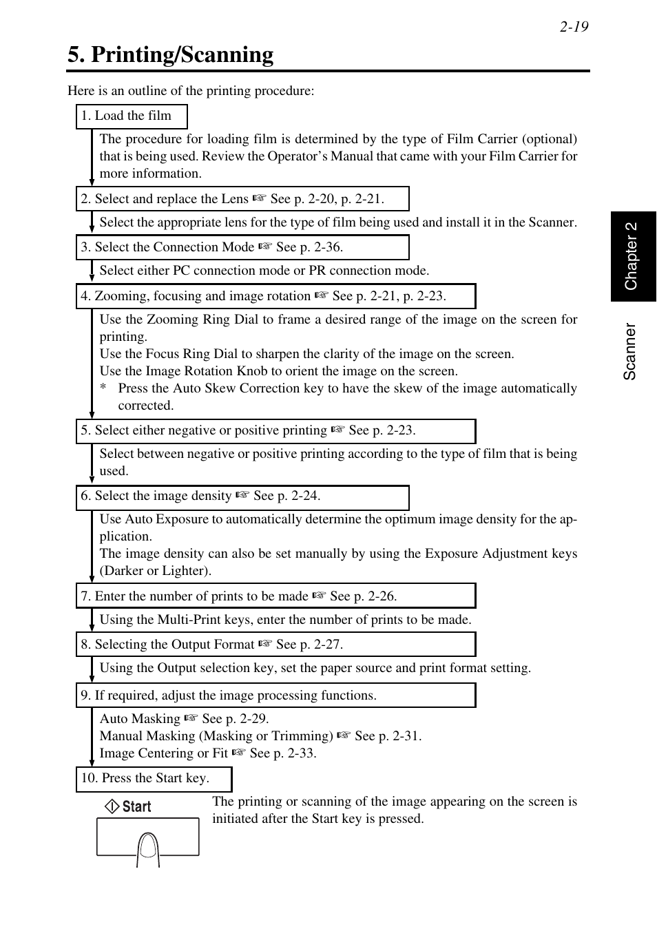 Printing/scanning, Printing/scanning -19 | Konica Minolta MSP3500 User Manual | Page 51 / 136
