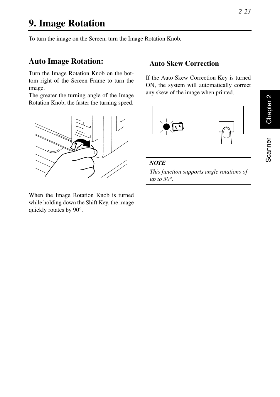 Image rotation, Auto image rotation, Image rotation -23 | Auto image rotation: -23, P. 2-23, Correction | Konica Minolta MSP3500 User Manual | Page 55 / 136