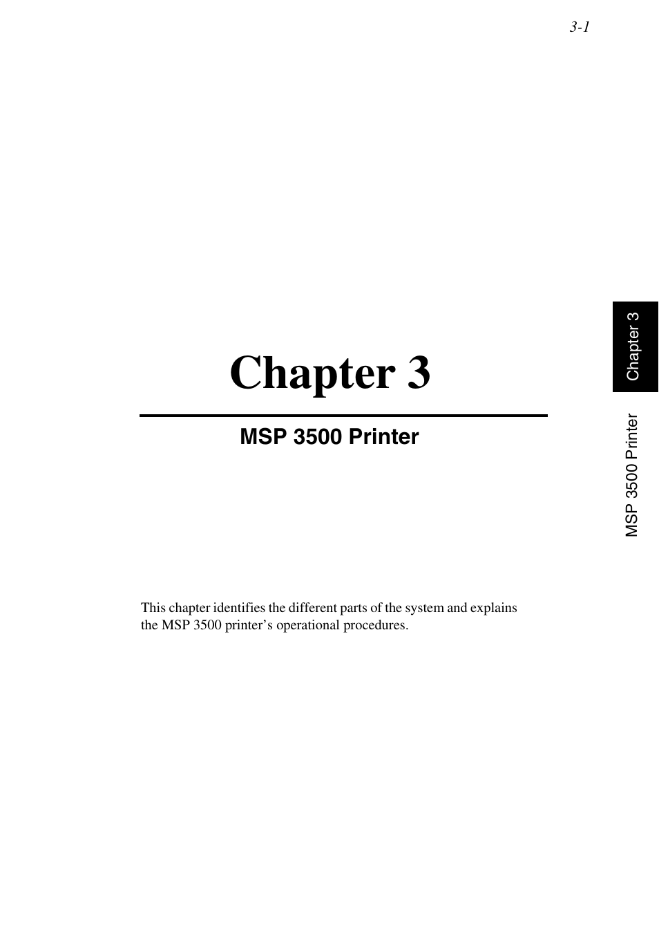 Msp 3500 printer, Chapter 3, Msp 3500 printer -1 | Konica Minolta MSP3500 User Manual | Page 77 / 136