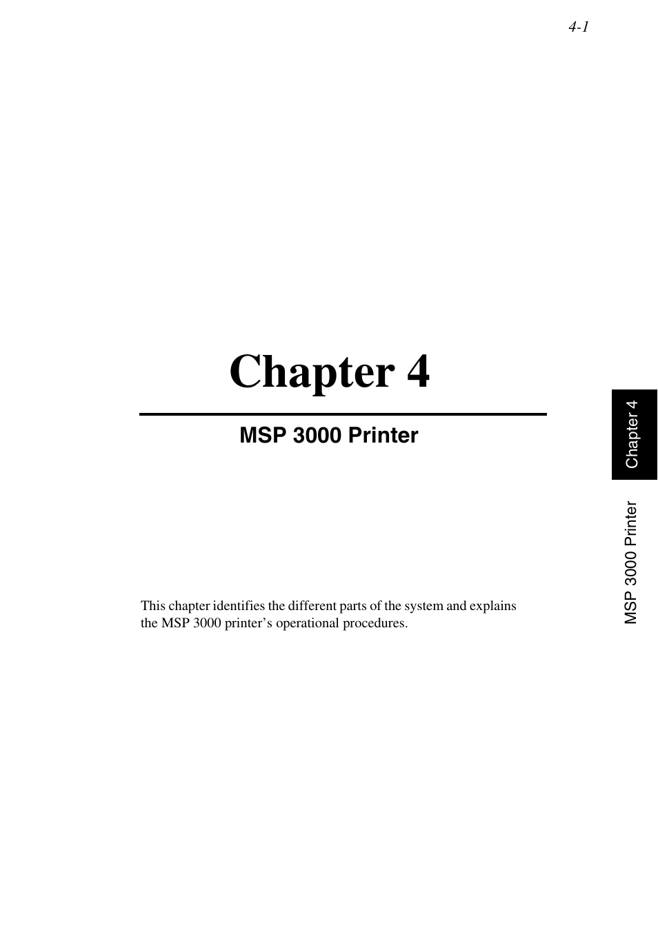 Msp 3000 printer, Chapter 4, Msp 3000 printer -1 | Konica Minolta MSP3500 User Manual | Page 95 / 136