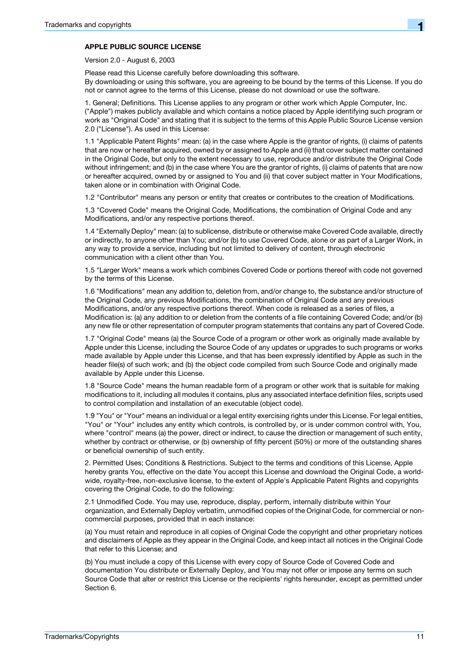 Apple public source license | Konica Minolta bizhub C200 User Manual | Page 12 / 26