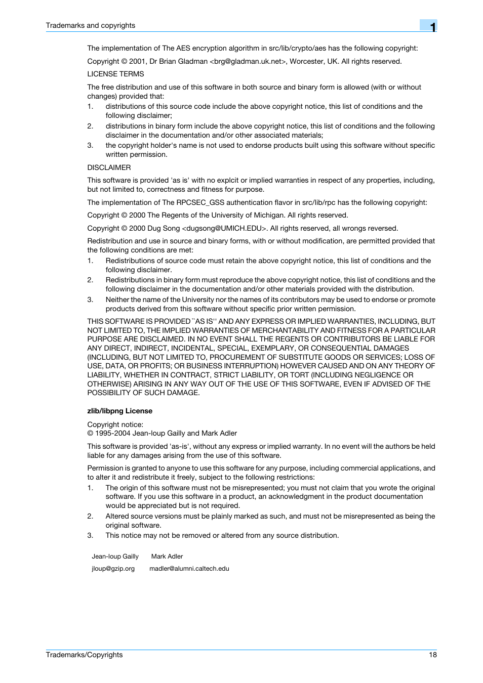 Zlib/libpng license | Konica Minolta bizhub C200 User Manual | Page 19 / 26