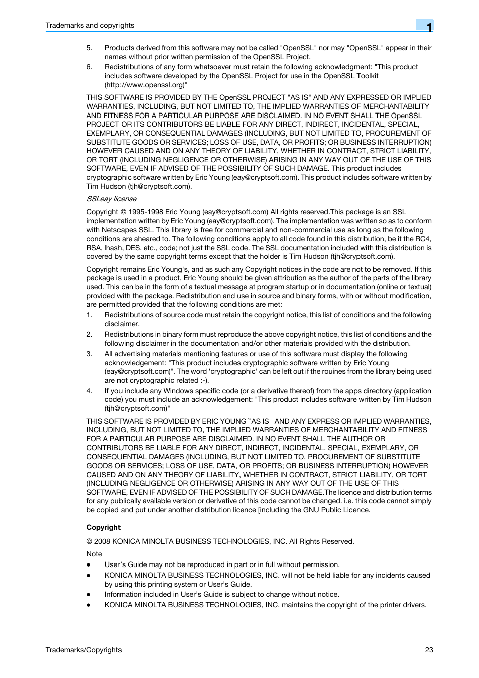 Copyright | Konica Minolta bizhub C200 User Manual | Page 24 / 26