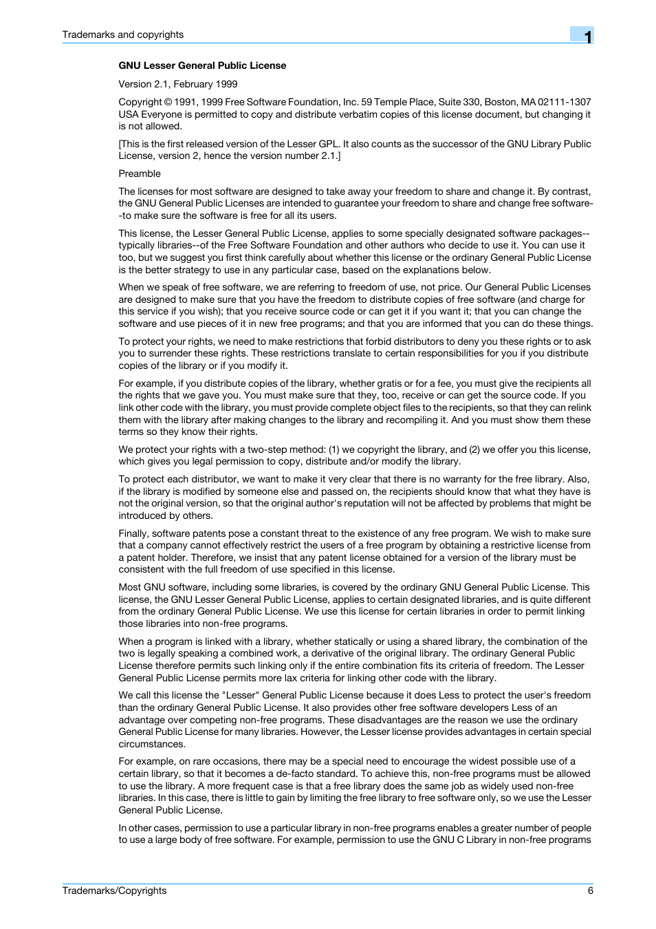 Gnu lesser general public license | Konica Minolta bizhub C200 User Manual | Page 7 / 26