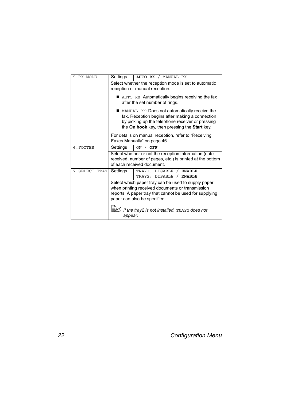 Configuration menu 22 | Konica Minolta bizhub C10 User Manual | Page 28 / 92