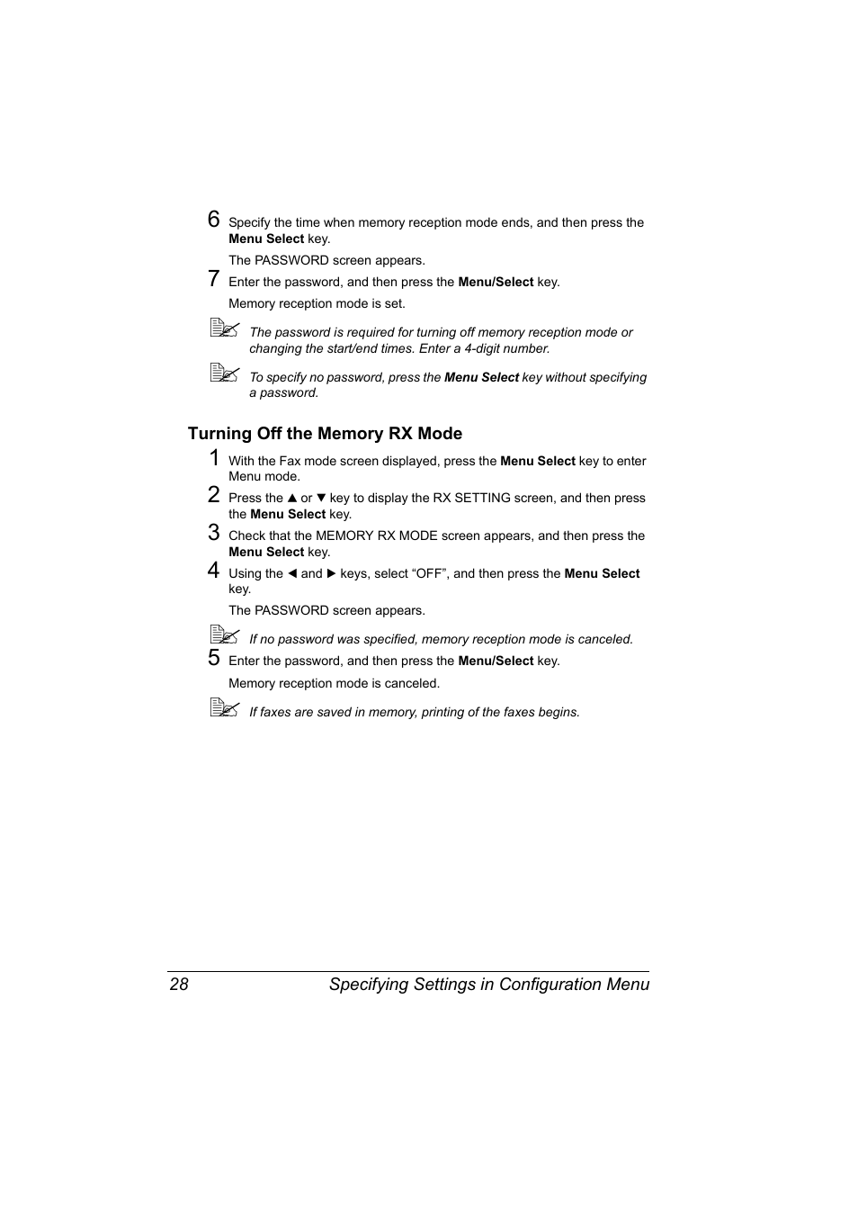 Turning off the memory rx mode, Turning off the memory rx mode 28 | Konica Minolta bizhub C10 User Manual | Page 34 / 92