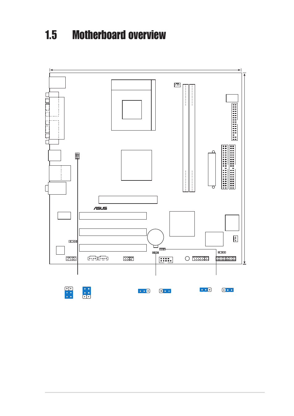 5 motherboard overview, 1 motherboard layout, Via km400a | Pci1, Pci2 pci3, Vt8235ce, 5cm (9.6in), A7v400-mx, Super i/o, Socket 462 | Asus A7V400-MX User Manual | Page 15 / 64