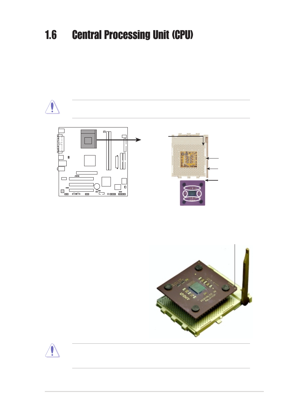 6 central processing unit (cpu), 1 overview, 2 installing the cpu | Asus A7V400-MX User Manual | Page 17 / 64