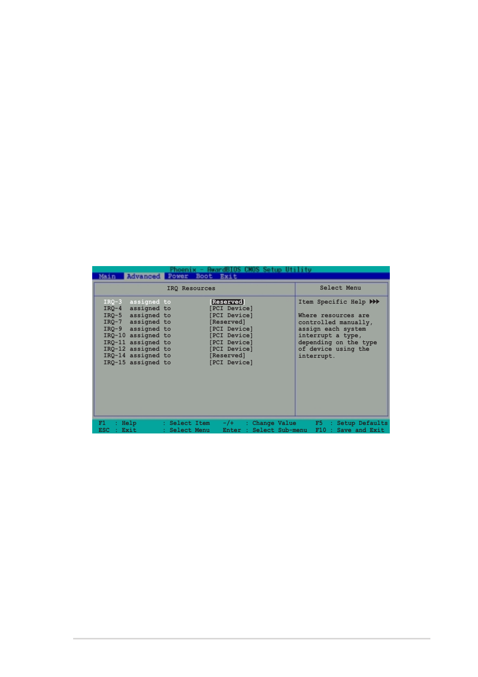 Irq resources, Pci/vga snoop palette [disabled, Assign irq for vga [enabled | Assign irq for usb [enabled | Asus A7V400-MX User Manual | Page 53 / 64