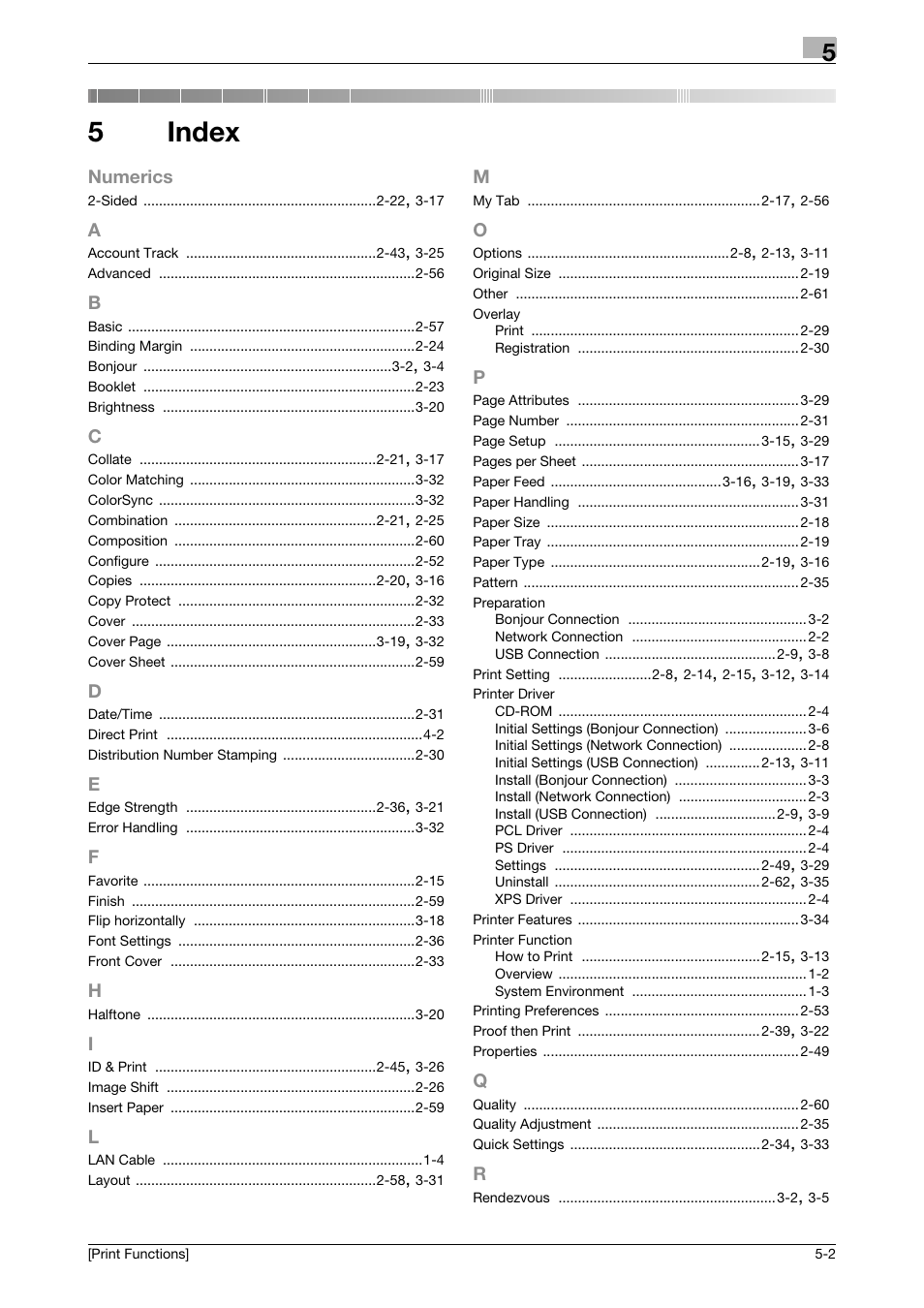 5 index, Index, 5index | Konica Minolta bizhub 4050 User Manual | Page 113 / 115