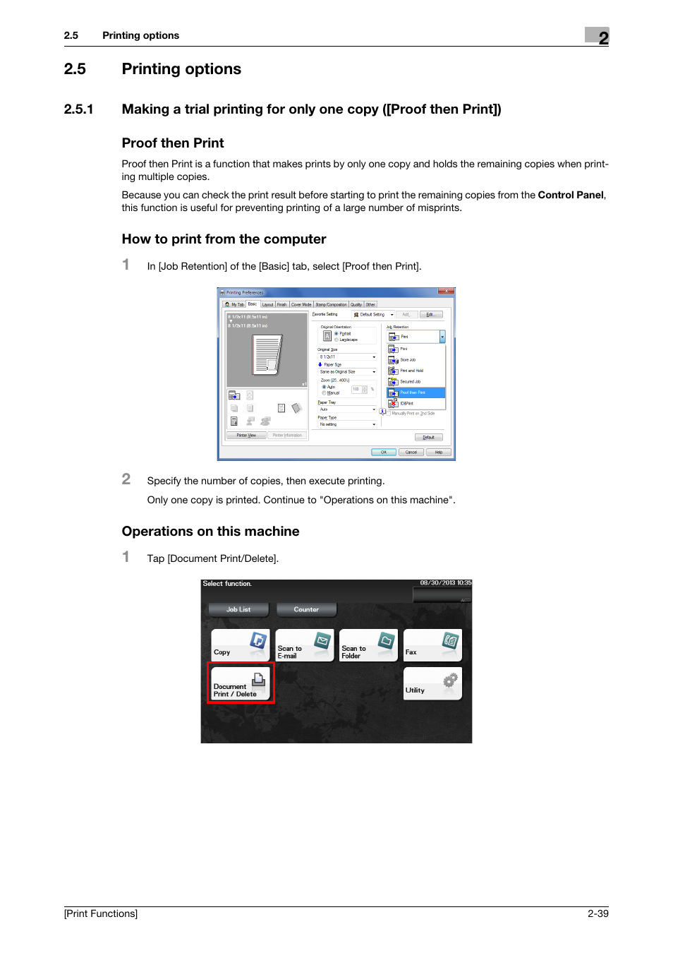 5 printing options, Proof then print, How to print from the computer | Operations on this machine, Printing options -39 | Konica Minolta bizhub 4050 User Manual | Page 49 / 115