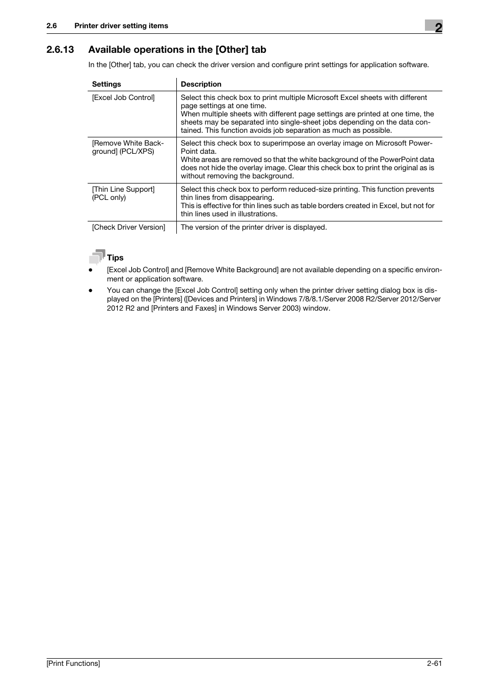 13 available operations in the [other] tab, Available operations in the [other] tab -61 | Konica Minolta bizhub 4050 User Manual | Page 71 / 115