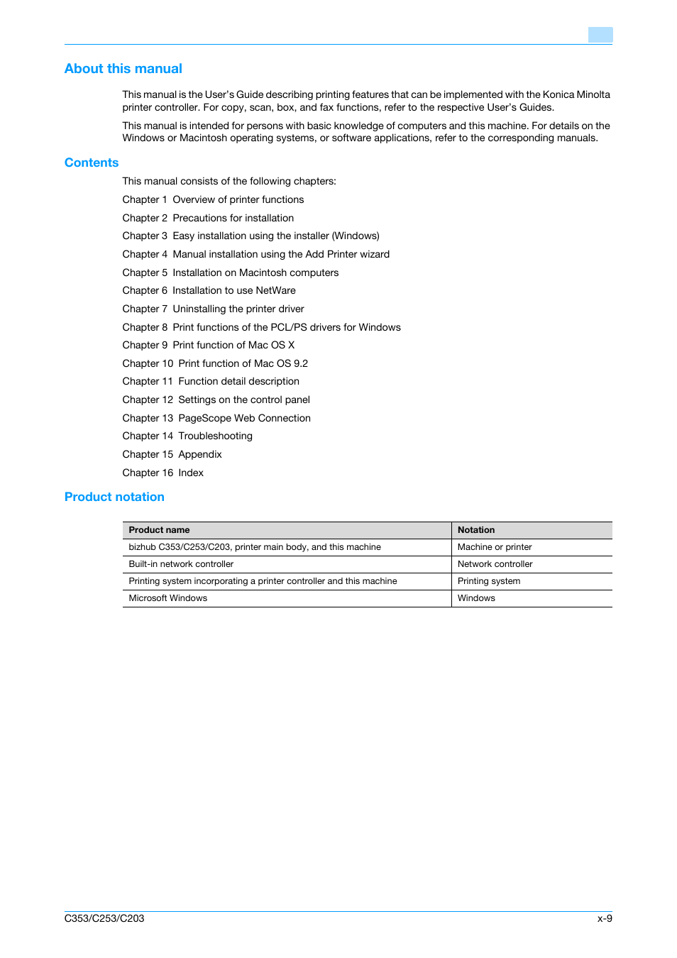 Konica Minolta bizhub C353 User Manual | Page 10 / 262