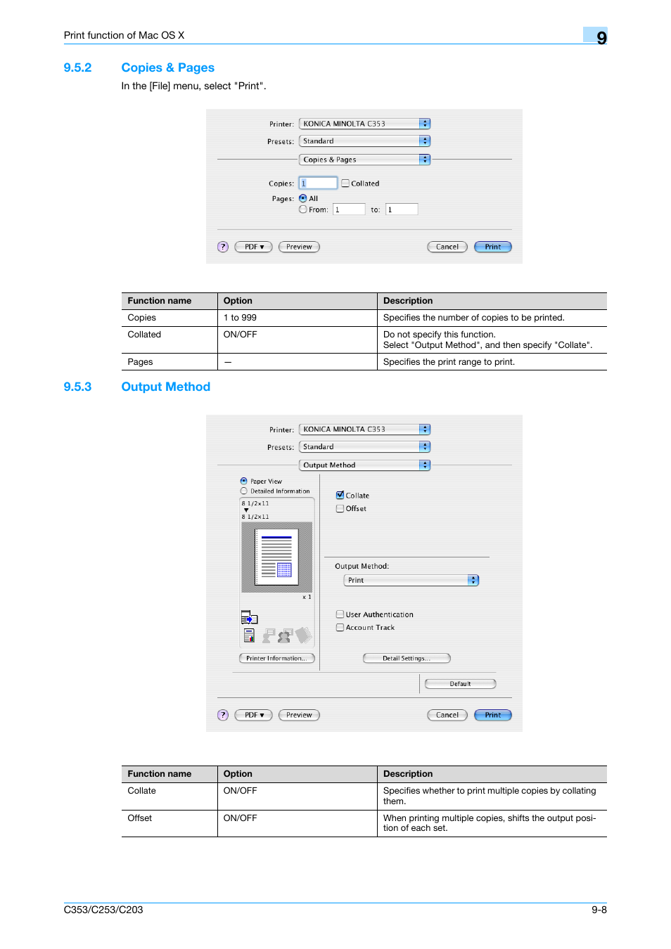 3 output method, Output method -8, 2 copies & pages | Konica Minolta bizhub C353 User Manual | Page 109 / 262