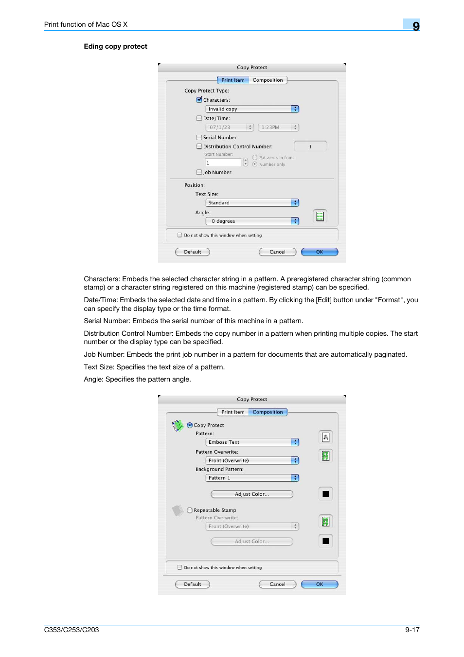 Eding copy protect, Eding copy protect -17, Eding copy protect" on | Konica Minolta bizhub C353 User Manual | Page 118 / 262