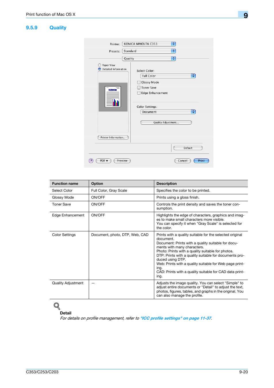 9 quality, Quality -20 | Konica Minolta bizhub C353 User Manual | Page 121 / 262