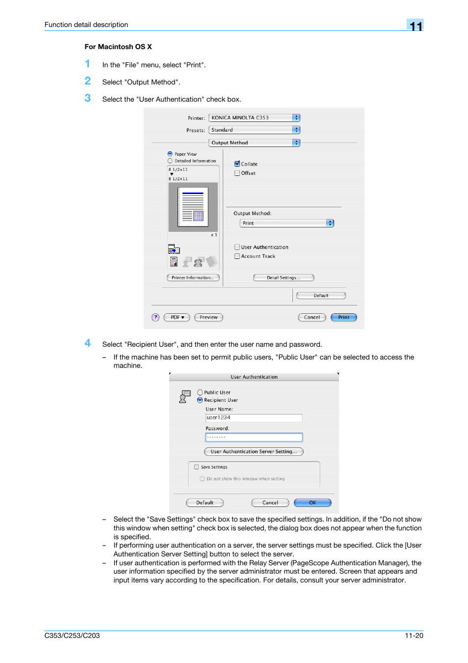 For macintosh os x, For macintosh os x -20 | Konica Minolta bizhub C353 User Manual | Page 149 / 262