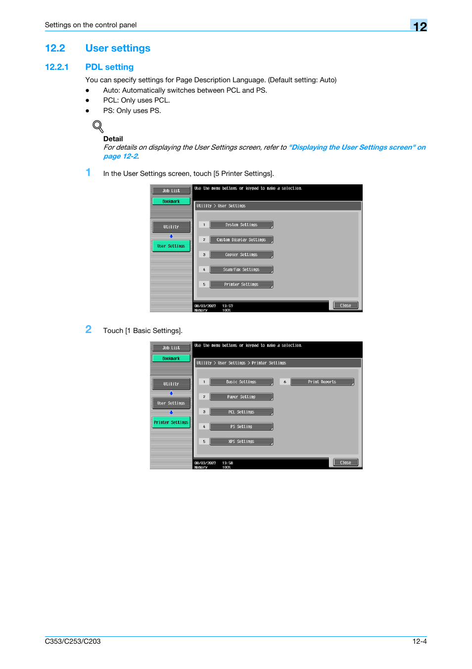 2 user settings, 1 pdl setting, User settings -4 | Pdl setting -4 | Konica Minolta bizhub C353 User Manual | Page 179 / 262