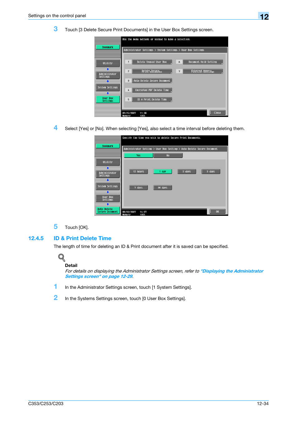 5 id & print delete time, Id & print delete time -34 | Konica Minolta bizhub C353 User Manual | Page 209 / 262